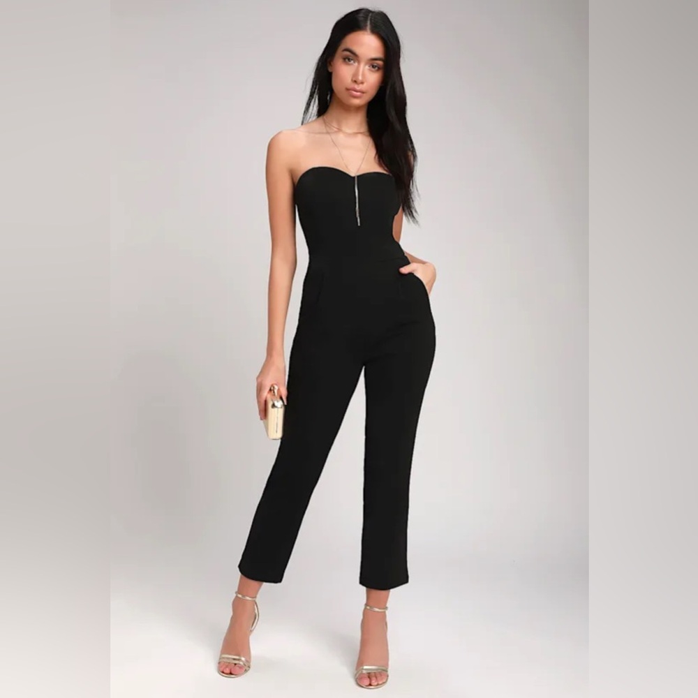 Lulus Paint the Town Black Strapless Jumpsuit